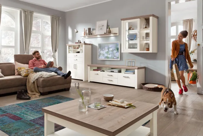 set one by Musterring Lowboard YORK 200x63 cm weiß/braun