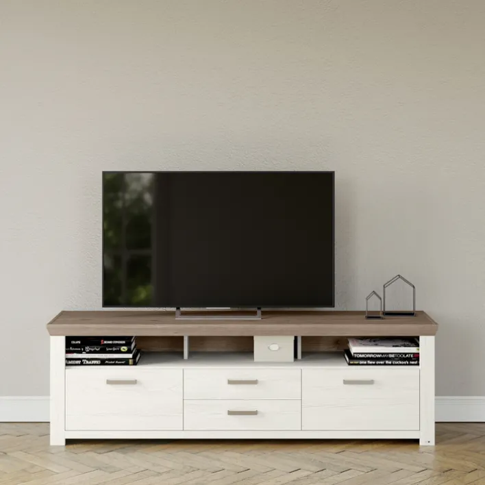 set one by Musterring Lowboard YORK 200x63 cm weiß/braun