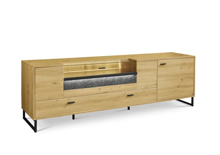 set one by Musterring Lowboard DELTONA 214x67 cm Eiche Artisan Dekor / Sandstein