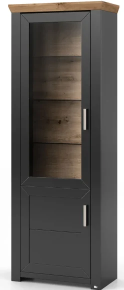 set one by Musterring Vitrine YORK 01 anthrazit /Eiche Artisan