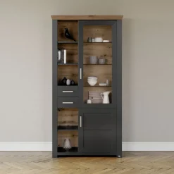 set one by Musterring Vitrine YORK 06 anthrazit /Eiche Artisan