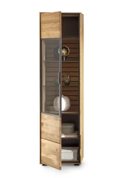 set one by Musterring Vitrine JACKSON 50 x 198 cm Eiche massiv/Eiche furniert