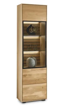 set one by Musterring Vitrine JACKSON 50 x 198 cm Eiche massiv/Eiche furniert