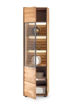 set one by Musterring Vitrine JACKSON 50 x 198 cm Eiche massiv/Eiche furniert