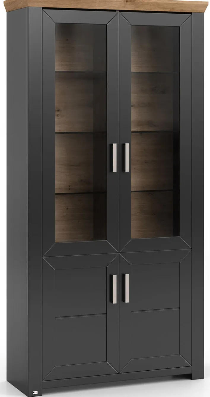 set one by Musterring Vitrine YORK 17 anthrazit /Eiche Artisan