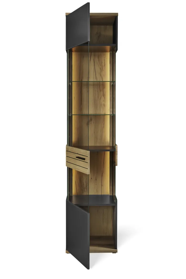 Set one by Musterring Vitrine QUINCY 45x207 cm Anthrazit/Coast Evoke Eiche