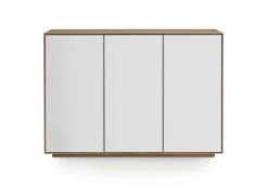 Sideboard 119 x 84 cm Astige Eiche massiv/Türen Glas weiß satinato