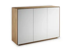 Sideboard 119 x 84 cm Astige Eiche massiv/Türen Glas weiß satinato
