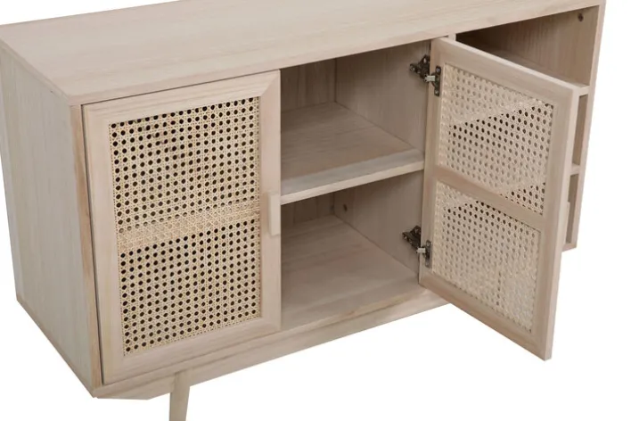 Sideboard 100 x 65 cm Braun/ Rattan