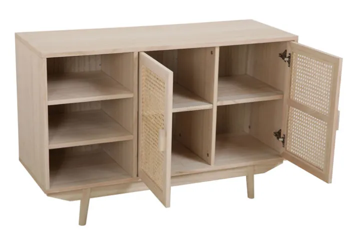 Sideboard 100 x 65 cm Braun/ Rattan