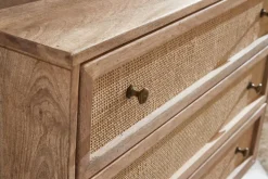 Sideboard 80 x 75 cm Mango massiv und Rattan