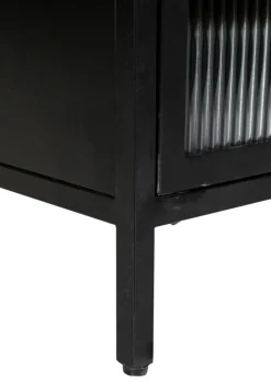 Sideboard 140 x 72 cm Platte Marmor weiß/Türfront Strukturglas