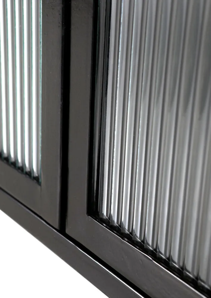 Sideboard 140 x 72 cm Platte Marmor weiß/Türfront Strukturglas