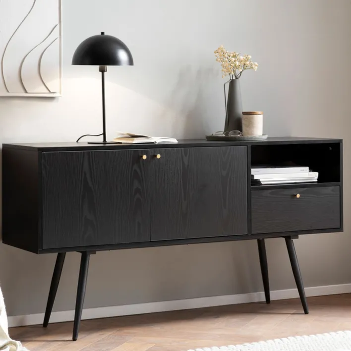 Sideboard 140 x 75 cm schwarz matt