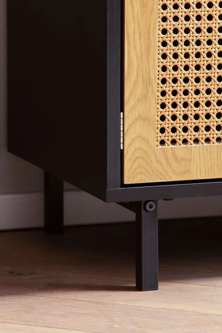 Sideboard 80 x 87 cm schwarz matt/braun