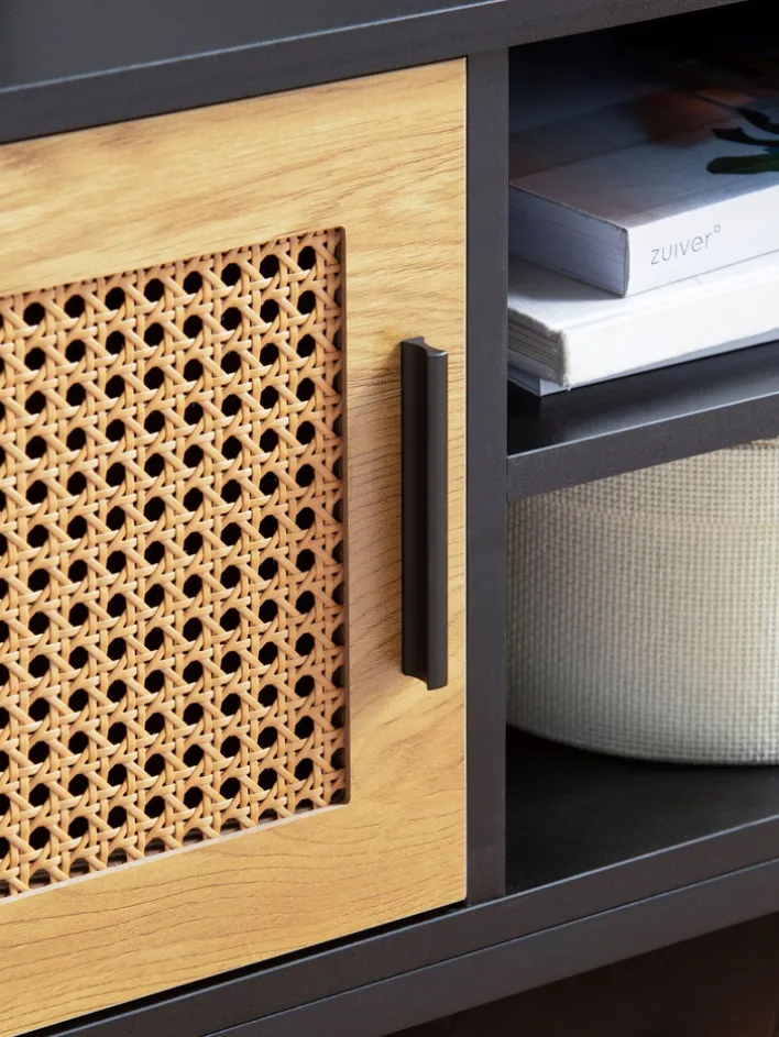 Sideboard 110 x 48 cm Schwarz matt/Braun