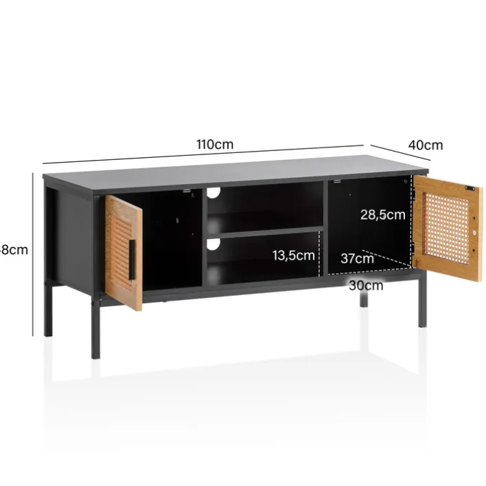 Sideboard 110 x 48 cm Schwarz matt/Braun