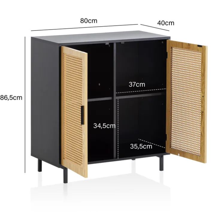 Sideboard 80 x 87 cm schwarz/braun