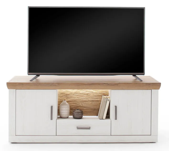 Sideboard CALVA 154 x 50 x 62 cm Pinie Aurelio/Grandson Oak/Weiß