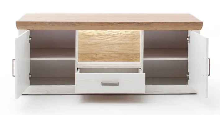 Sideboard CALVA 154 x 50 x 62 cm Pinie Aurelio/Grandson Oak/Weiß