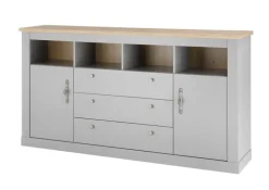 Sideboard CHAMBORD 198 x 104 x 44 cm hellgrau/braun