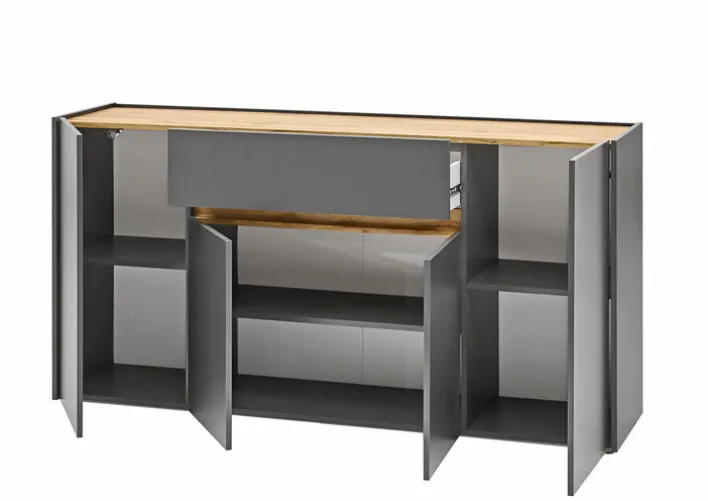 Sideboard CITY 170 x 86 cm anthrazit/braun
