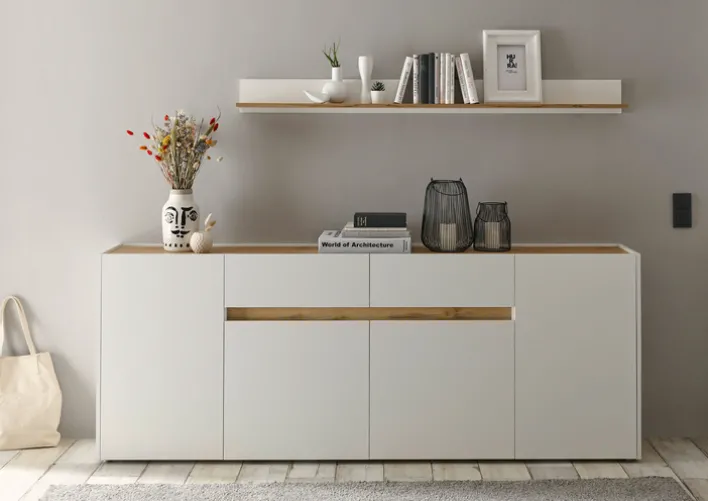 Sideboard CITY 223 x 86 cm weiß/braun