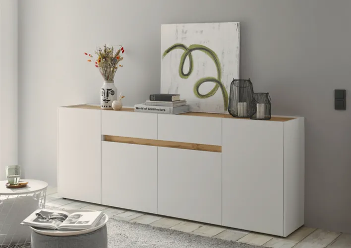 Sideboard CITY 223 x 86 cm weiß/braun