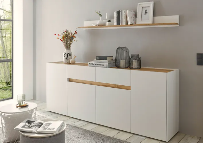 Sideboard CITY 223 x 86 cm weiß/braun