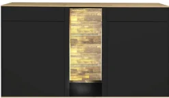 Sideboard COMO 159 x 90 cm Anthrazit matt Lack/Asteiche-Dekor