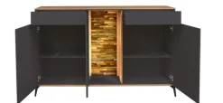 Sideboard COMO 159 x 90 cm Anthrazit matt Lack/Asteiche-Dekor