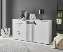 Sideboard HUDSON 150 x 80 cm weiß/weiß-schwarz