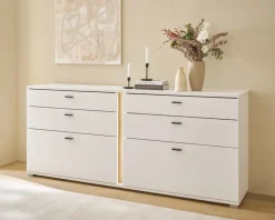 Sideboard LONG ISLAND 200 cm weiß/ Wotan Eiche