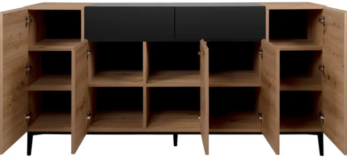 Sideboard NOLA 180 x 90 cm Artisan Oak-Dekor/schwarz
