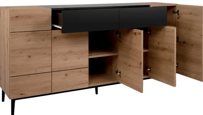 Sideboard NOLA 180 x 90 cm Artisan Oak-Dekor/schwarz