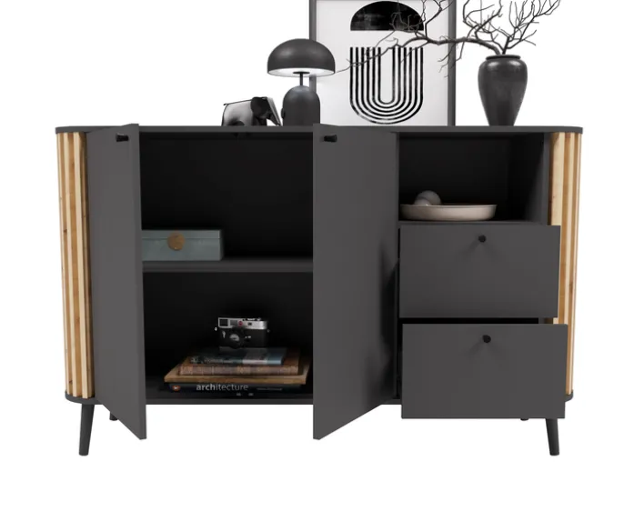 Sideboard PURE 138 x 88 cm grau-Dekor/Eiche-Dekor