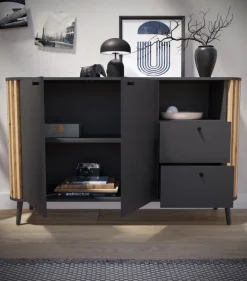 Sideboard PURE 138 x 88 cm grau-Dekor/Eiche-Dekor