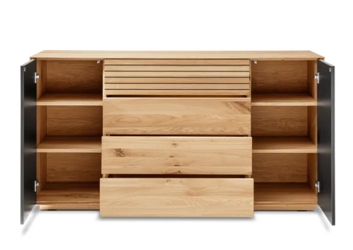 Sideboard RIVA Eiche massiv 83 x 158 x 45 cm geölt Braun