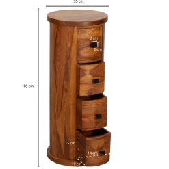 Sideboard rund 85 x 35 cm Sheesham Massivholz
