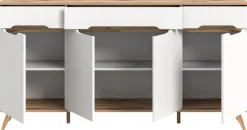 Sideboard SCANDI 185x95x40 cm Weiß Braun Nox Oak Nachbildung