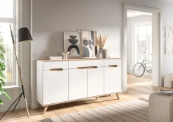 Sideboard SCANDI 185x95x40 cm Weiß Braun Nox Oak Nachbildung