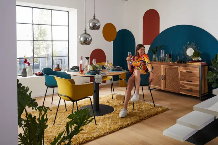 Sideboard TOM 150 x 80 cm Akazie massiv/anthrazit