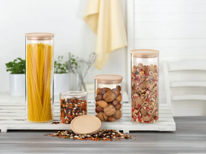 SIMAX Vorratsglas mit Holzdeckel 1500 ml Sicherheitsglas transparent