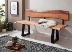 Sitzbank 60 x 180 cm braun schwarz