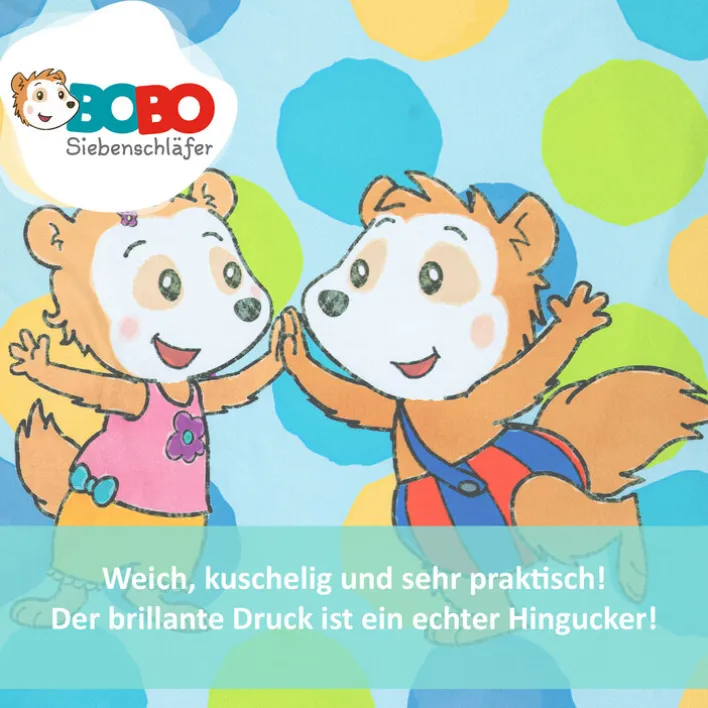 Smithy Kinderdecke BOBO SIEBENSCHLÄFER 75 x 90 cm blau