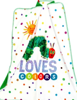 Smithy Kinderdecke RAUPE NIMMERSATT 75 x 90 cm weiß/mehrfarbig