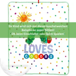 Smithy Kinderdecke RAUPE NIMMERSATT 75 x 90 cm weiß/mehrfarbig