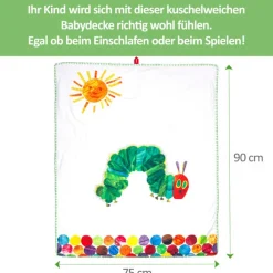 Smithy Kinderdecke RAUPE NIMMERSATT 75 x 90 cm weiß