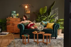 Sofa 3-Sitzer LONDON Stoffbezug dunkelgrün