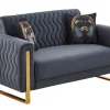 Sofa 2-Sitzer LUANDA grau-blau